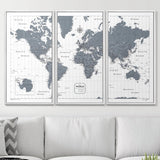 Push Pin World Map Pin Board - Dark Gray Color Splash - Pins Included!