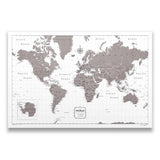 Push Pin World Map Pin Board - Dark Brown Color Splash - Pins Included!