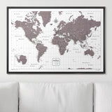 Push Pin World Map Pin Board - Dark Brown Color Splash - Pins Included!