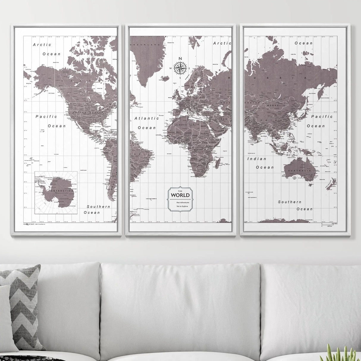 Push Pin World Map Pin Board - Dark Brown Color Splash - Pins Included!