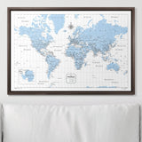 Push Pin World Map Map Pin Board - Light Blue Color Splash - Pins Included!