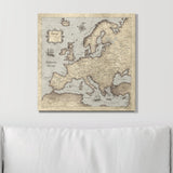 Push Pin Europe Map Pin Board - Rustic Vintage - Pins Included!