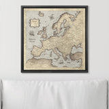 Push Pin Europe Map Pin Board - Rustic Vintage - Pins Included!