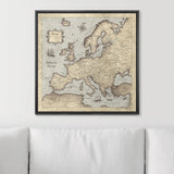 Push Pin Europe Map Pin Board - Rustic Vintage - Pins Included!