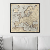 Push Pin Europe Map Pin Board - Rustic Vintage - Pins Included!