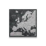 Push Pin Europe Map Pin Board - Modern Slate - Pins Included!