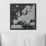 Push Pin Europe Map Pin Board - Modern Slate - Pins Included!