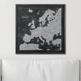 Push Pin Europe Map Pin Board - Modern Slate - Pins Included!