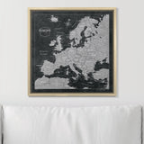 Push Pin Europe Map Pin Board - Modern Slate - Pins Included!