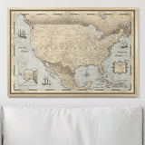 Push Pin USA Pin Board Map - Rustic Vintage - Pins Included!