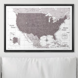 Push Pin USA Map Pin Board - Dark Brown Color Splash - Pins Included!