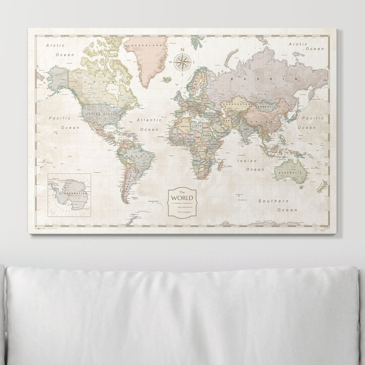 Push Pin World Map Pin Board - Desert Sunrise - Pins Included!