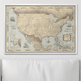 Push Pin USA Pin Board Map - Rustic Vintage - Pins Included!