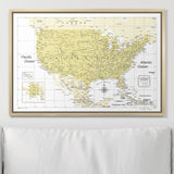 Push Pin USA Map Pin Board - Yellow Color Splash - Pins Included!