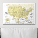 Push Pin USA Map Pin Board - Yellow Color Splash - Pins Included!