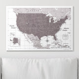 Push Pin USA Map Pin Board - Dark Brown Color Splash - Pins Included!