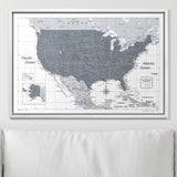 Push Pin USA Map Pin Board - Dark Gray Color Splash - Pins Included!