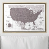 Push Pin USA Map Pin Board - Dark Brown Color Splash - Pins Included!