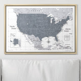 Push Pin USA Map Pin Board - Dark Gray Color Splash - Pins Included!