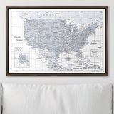 Push Pin USA Map Pin Board - Light Gray Color Splash- Pins Included!