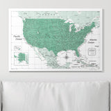 Push Pin USA Map Pin Board - Green Color Splash - Pins Included!