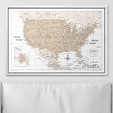 Push Pin USA Map Pin Board - Light Brown Color Splash - Pins Included!