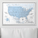 Push Pin USA Map Pin Board - Light Blue Color Splash - Pins Included!