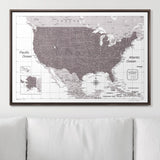 Push Pin USA Map Pin Board - Dark Brown Color Splash - Pins Included!