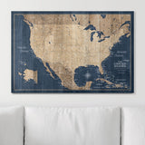 Push Pin USA Map Pin Board - Deep-Sea Drift - Pins Included!