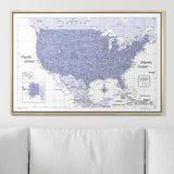 Push Pin USA Pin Board Map - Purple Color Splash - Pins Included!