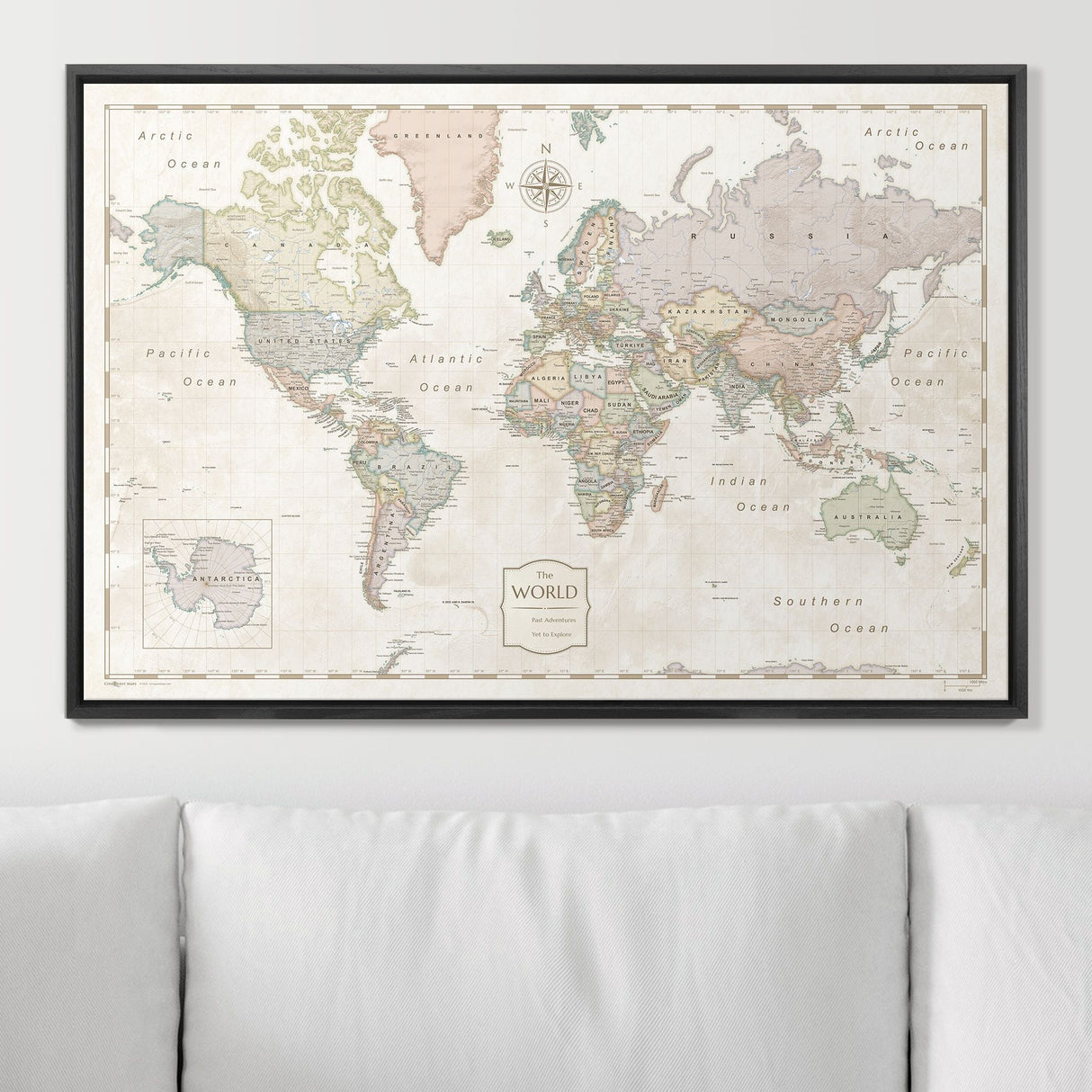 Push Pin World Map Pin Board - Desert Sunrise - Pins Included!