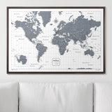 Push Pin World Map Pin Board - Dark Gray Color Splash - Pins Included!