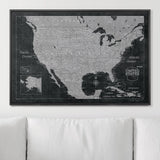 Push Pin USA Map Pin Board - Modern Slate - Pins Included!