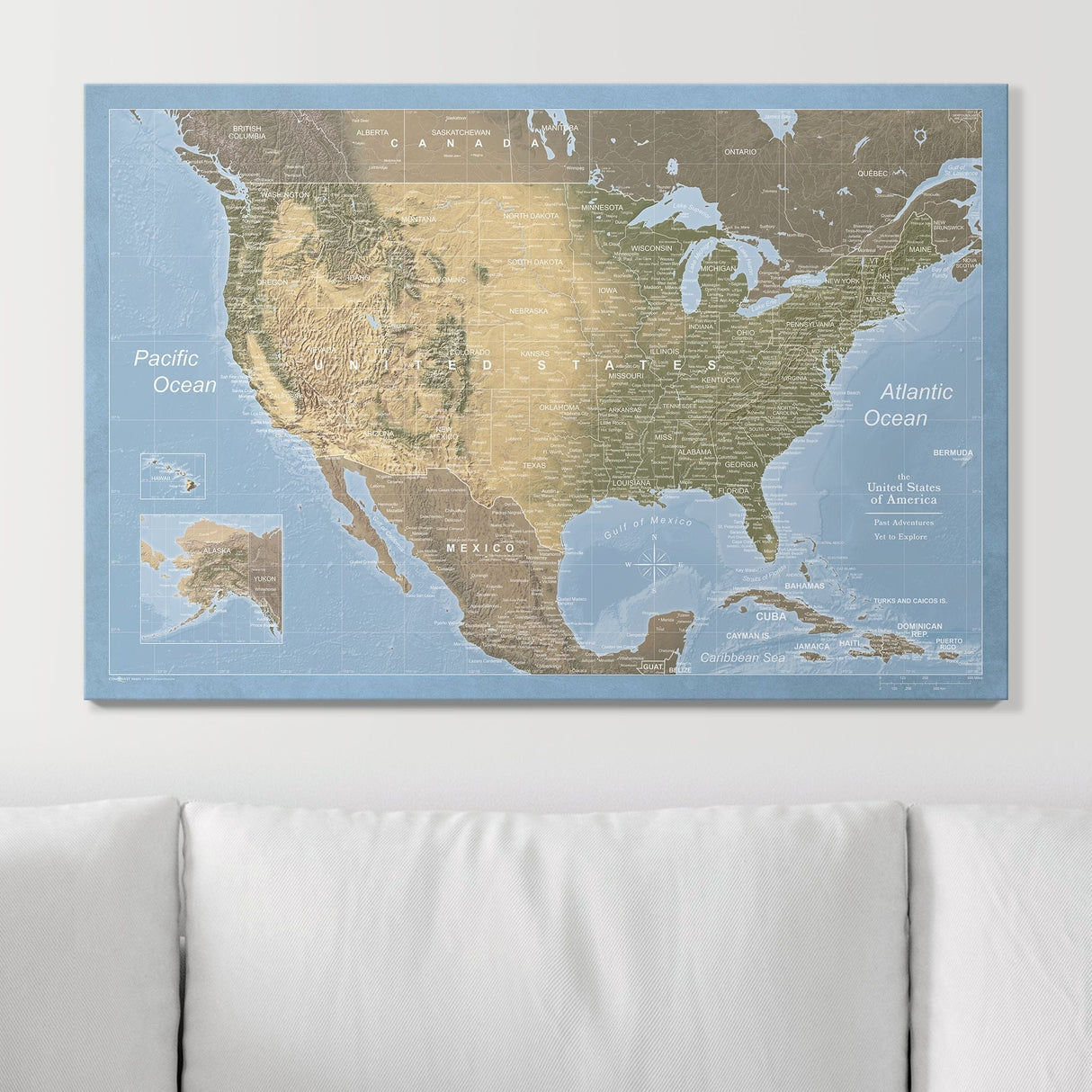 Push Pin USA Map Pin Board - Natural Earth - Pins Included!