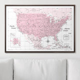 Push Pin USA Map Pin Board - Pink Color Splash - Pins Included!