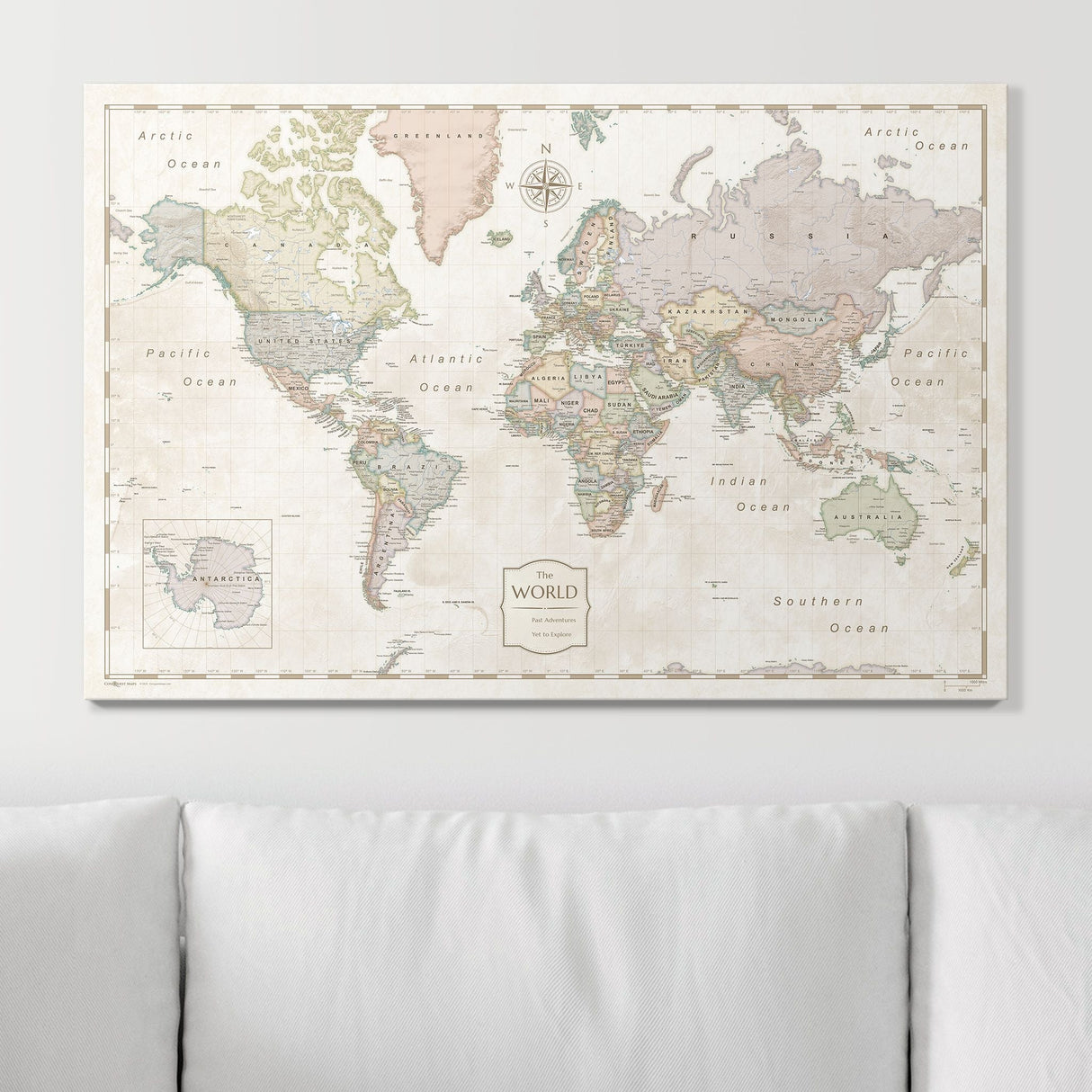 Push Pin World Map Pin Board - Desert Sunrise - Pins Included!