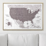 Push Pin USA Map Pin Board - Dark Brown Color Splash - Pins Included!