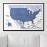 Push Pin USA Map Pin Board - Navy Color Splash - Pins Included!