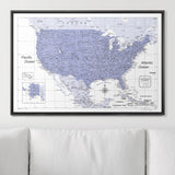 Push Pin USA Pin Board Map - Purple Color Splash - Pins Included!