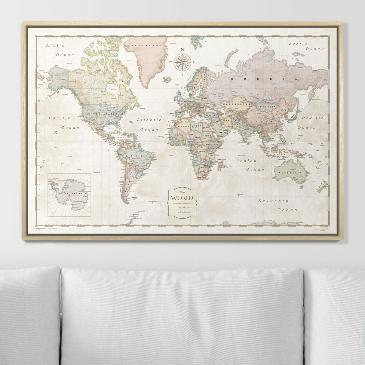 Push Pin World Map Pin Board - Desert Sunrise - Pins Included!