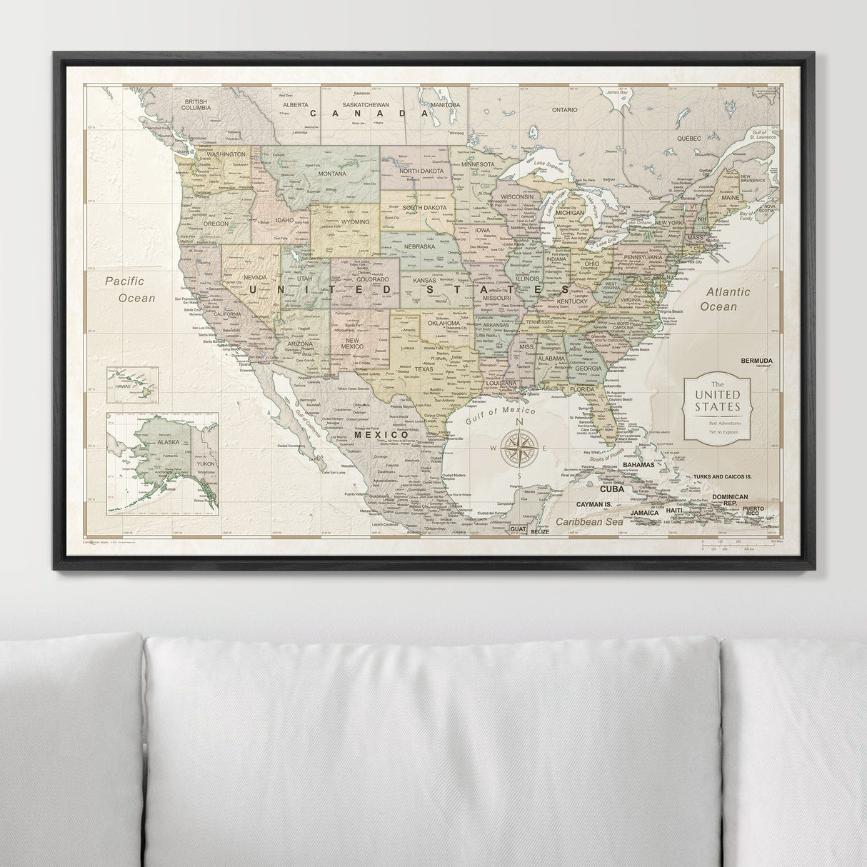 Push Pin USA Map Pin Board - Desert Sunrise - Pins Included!