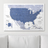 Push Pin USA Map Pin Board - Navy Color Splash - Pins Included!