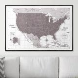 Push Pin USA Map Pin Board - Dark Brown Color Splash - Pins Included!