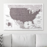 Push Pin USA Map Pin Board - Dark Brown Color Splash - Pins Included!