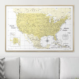 Push Pin USA Map Pin Board - Yellow Color Splash - Pins Included!