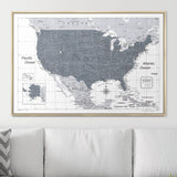 Push Pin USA Map Pin Board - Dark Gray Color Splash - Pins Included!