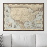 Push Pin USA Pin Board Map - Rustic Vintage - Pins Included!