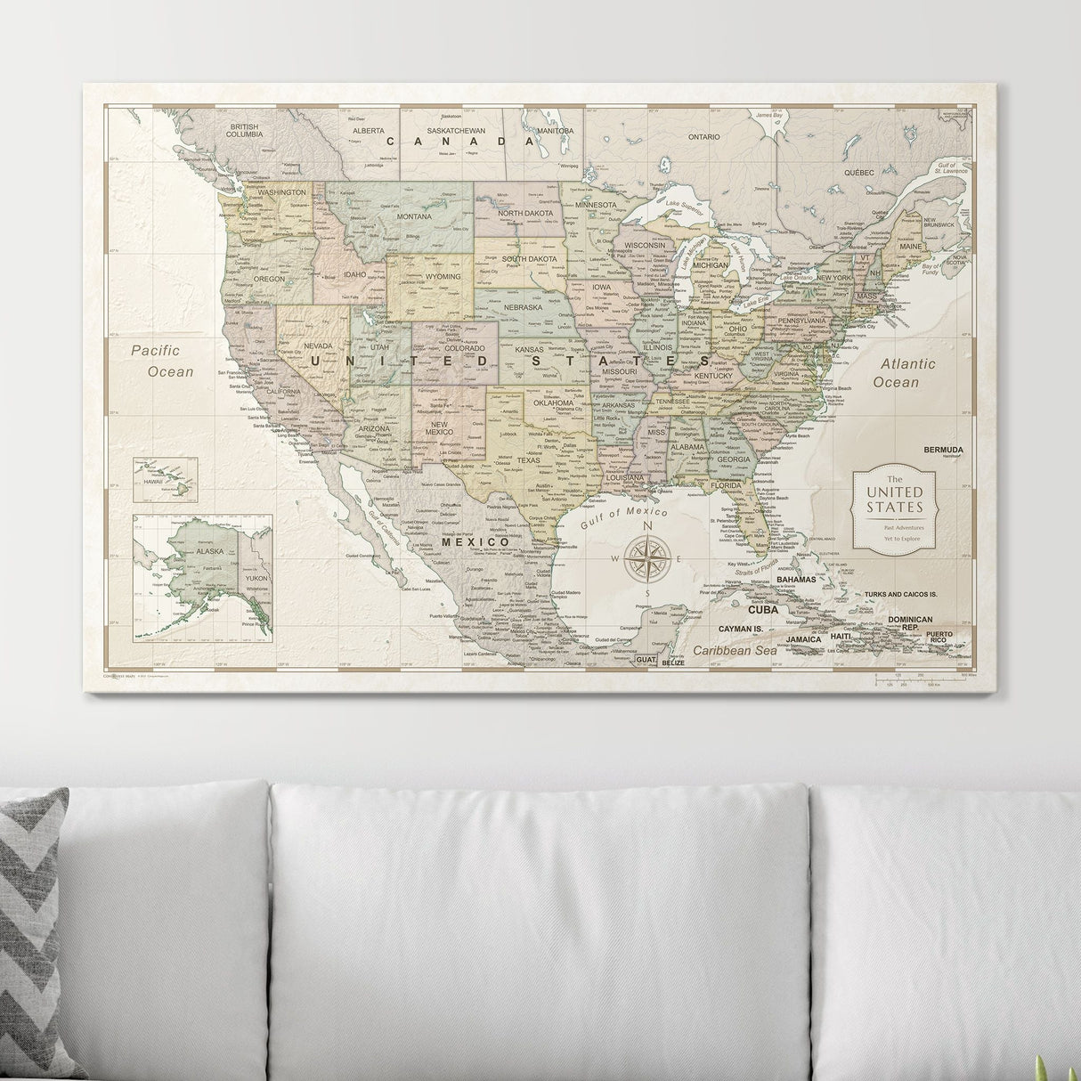 Push Pin USA Map Pin Board - Desert Sunrise - Pins Included!