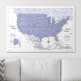 Push Pin USA Pin Board Map - Purple Color Splash - Pins Included!