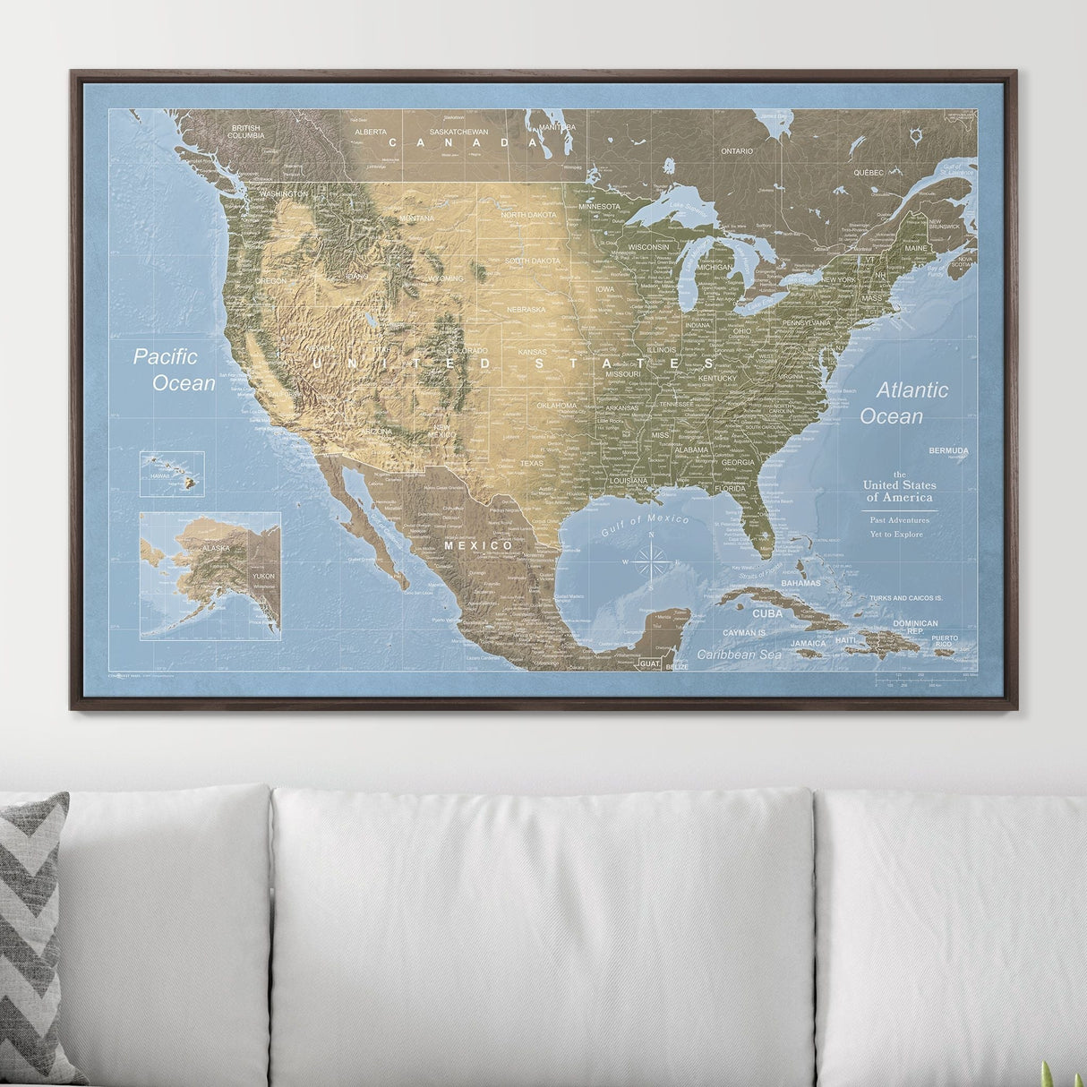 Push Pin USA Map Pin Board - Natural Earth - Pins Included!